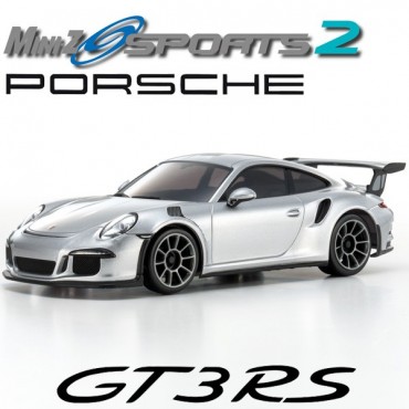 AUTOMODELO KYOSHO MINI-Z MR 03 SPORTS 2 PORSCHE 911 GT3 RS PRATA ESCALA 1/27 RÁDIO 2.4GHZ KT19 KYO 32231S-B